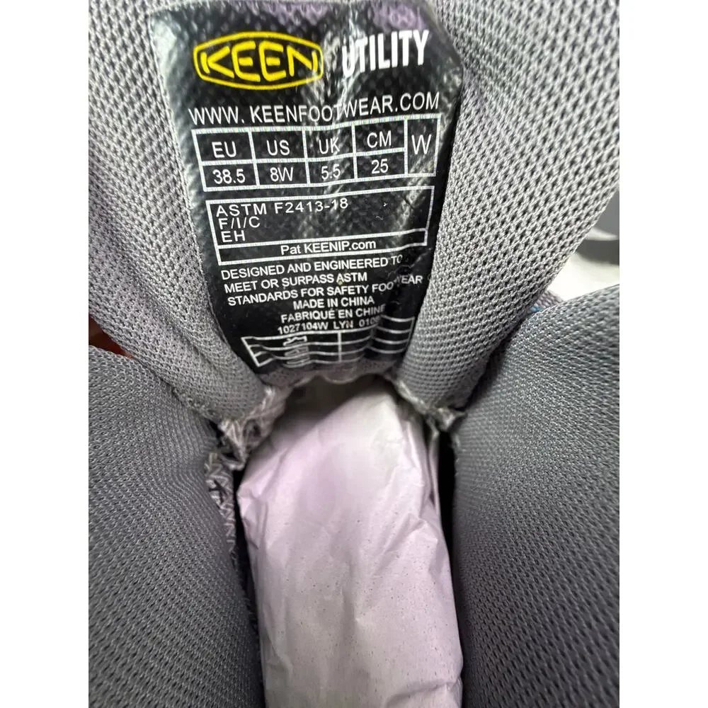 Keen‎ Reno Mid Work Boot Womens 8 Wide Carbon Toe Waterproof Grey Leather